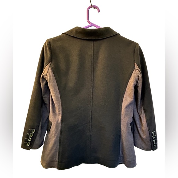 🍄Double Standard Clothing Black Blazer w/Gray Stretch Panels Unfinished Hems - Picture 5 of 9